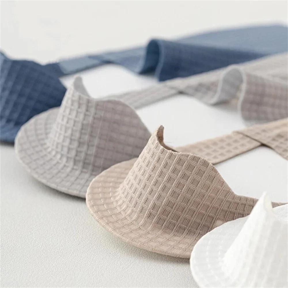 4 Pairs/Pack Waffle Ice Silk Men Boat Socks Summer Ultra Thin Breathable Invisible Socks Anti Slip Male Ankle Sox
