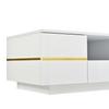 Modern Coffee Table with LED Lighting, Sofa Table, Semi-Open Shelf & 2 Doors, up to 30 kg Load Capacity, White + Golden Accents, 100×50×35.5cm