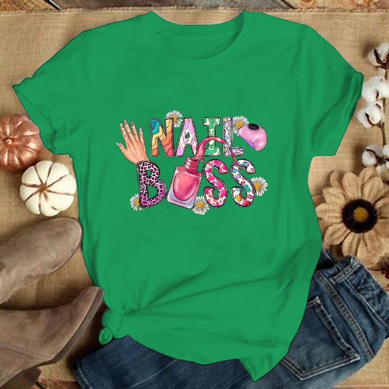 New Manicurist Letter Printed T-Shirts For Unisex Summer Tee Shirt Men Casual Short Sleeve Round Neck Tops T-Shirts(Premium Tops
