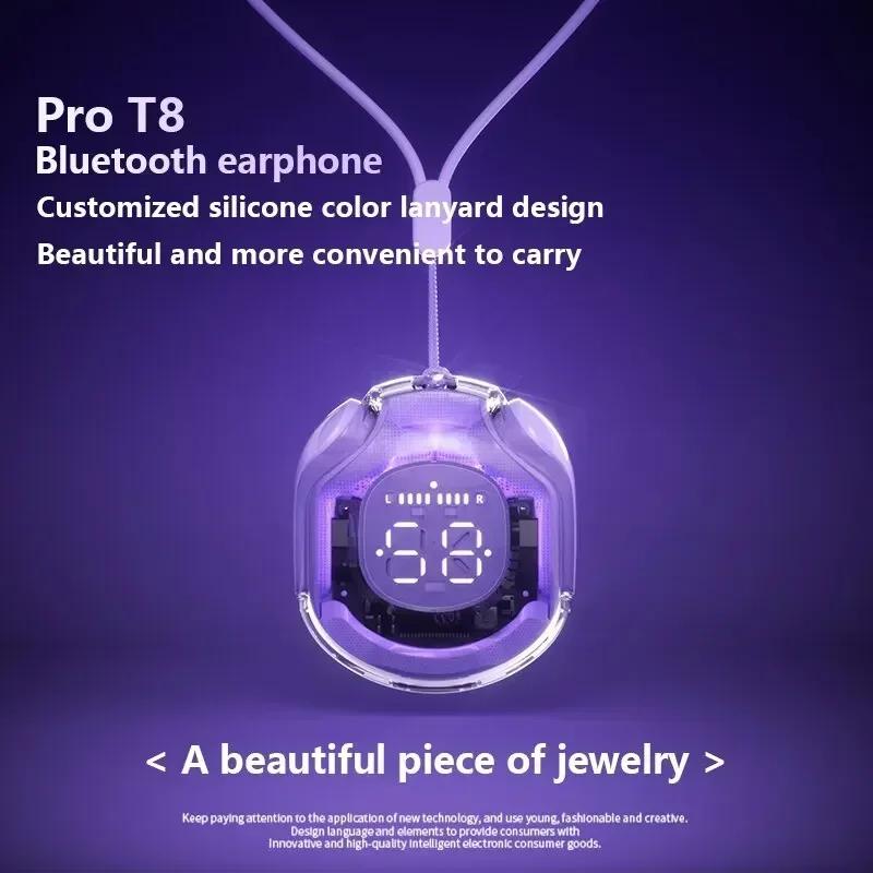 T8 TWS Wireless Bluetooth Headset Transparent ENC Headphones LED Power Digital Display Stereo Sound Earphones for Sports Working