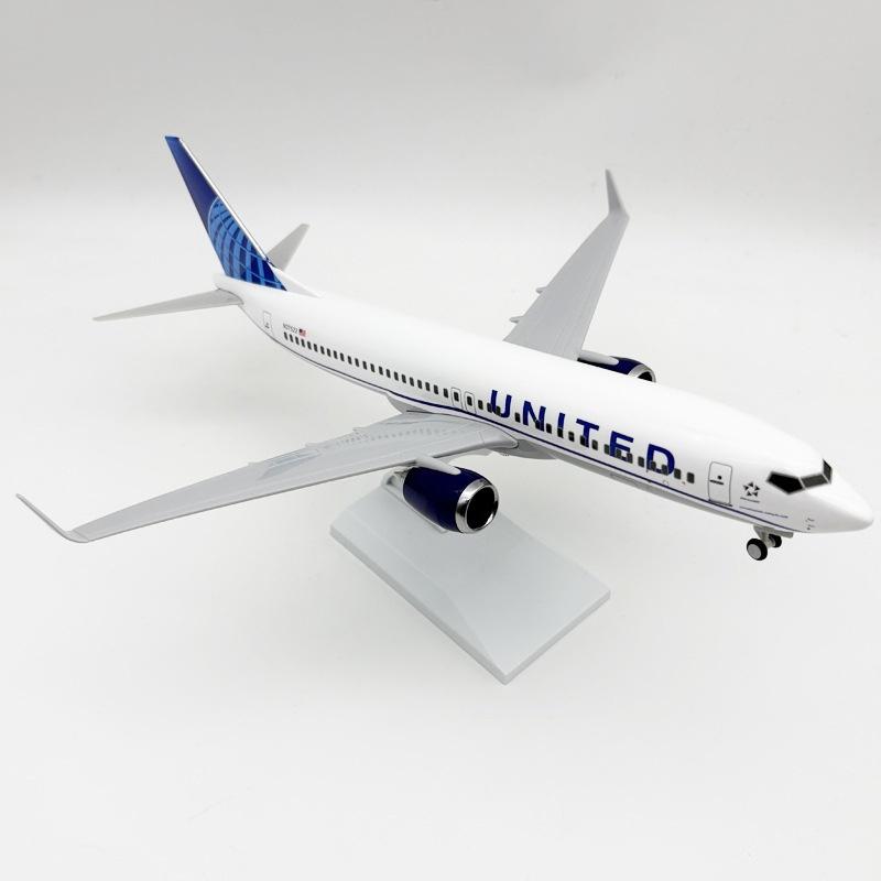 Air United Airways B737 30cm Diecast Aircraft Model Resin Miniature Plane Wheels & Base For Aviation Enthusiasts Home Decor