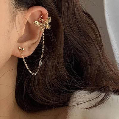 2023 Butterfly Shape Women's Earrings Simple Long Tassel Sweet Shining Trend Pendant Earrings