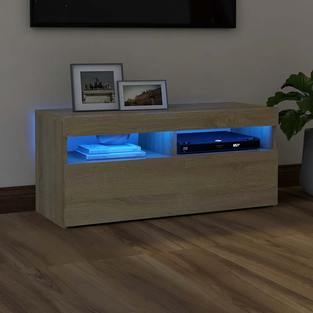 Moderne, Minimalistische TV-Schränke Mit LED-Lichtern, Wohnzimmer- Und Schlafzimmer-TV-Schränke, Stauraum-Sideboards, 90x35x40 Cm