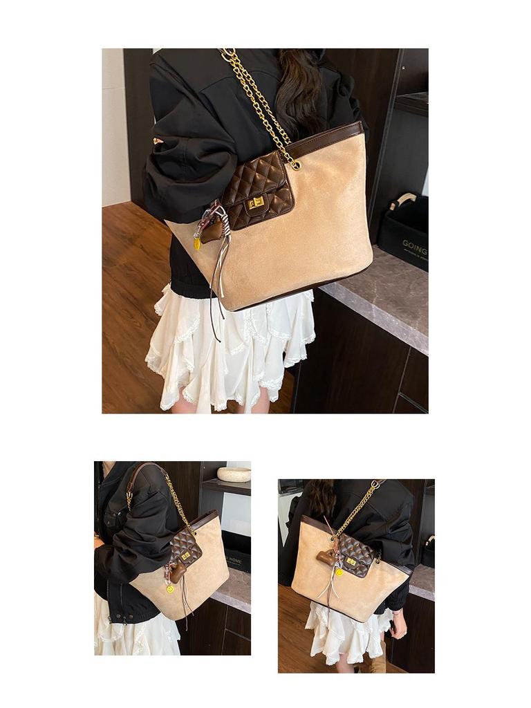 2025 Women's Fashion Textured Large-Capacity Frosted Chain Shoulder & Crossbody Tote Bag