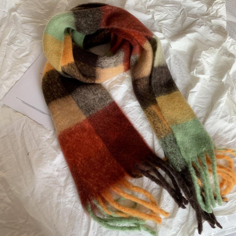 Ins Herbst und Winter Mohair Farbkombination Regenbogen Schal Damen Britischer Stil Unterwärme Langer Schal Student