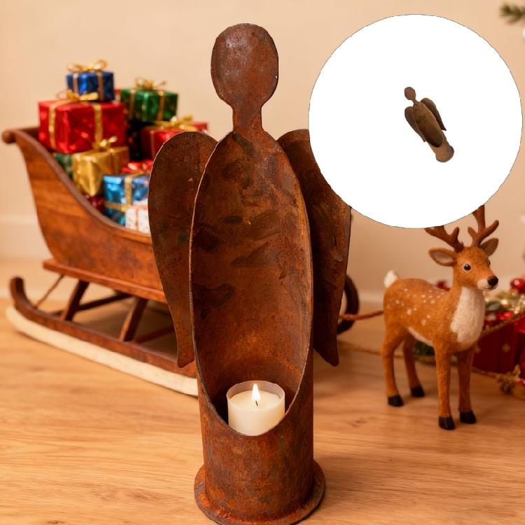 Outdoor Angel Candle Holder Metal Garden Ornament Base Wind Resistant Base for Windy Decoration Yard Accessories