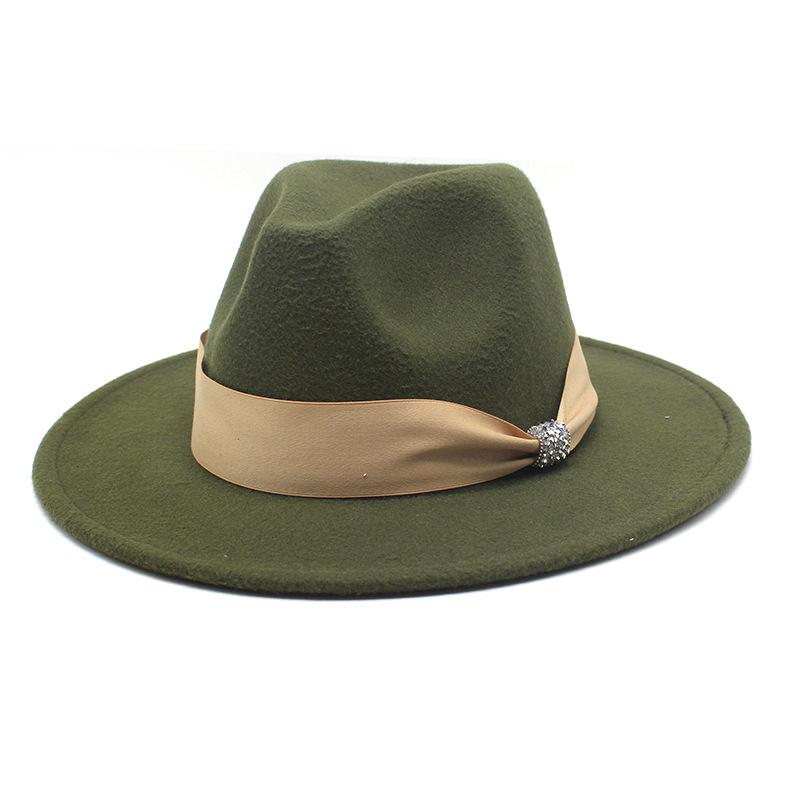 British Woolen Hat Women'S Spring Wide Brim Flat Top Internet Celebrity French Top Hat Flat Edge Imitation Wool Camel Jazz Hat
