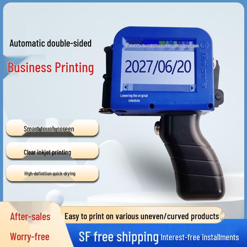 Handheld Portable Inkjet Printer with Handle for Date, Batch, Serial Number, and Barcode Coding