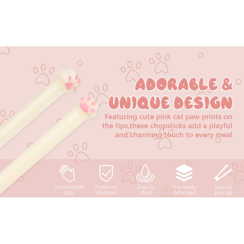 High-quality Cute Cat Pink Paw Chopsticks Non-Slip Reusable Cat Paw Chopsticks Cooking Tools Durable Food Clip Gift