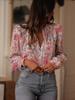 2026 New Women's V-neck Printed Casual Ice Silk Elegant Shirt