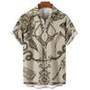 3D Retro Digital Printed Men's Lapel Short Sleeved Shirt