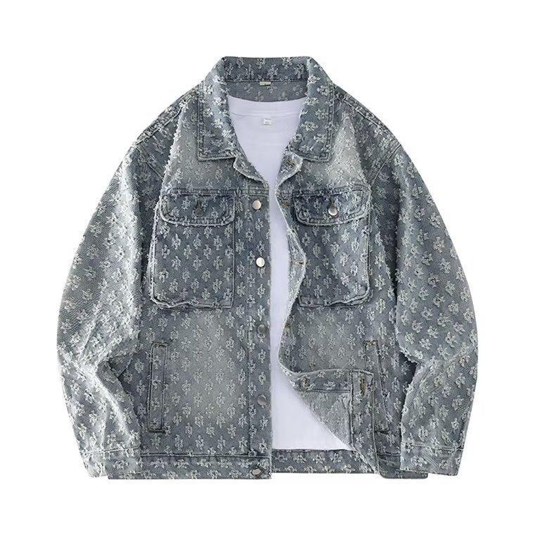 Autumn Retro Design Printed Denim Jacket - Unisex Loose-Fit Fashion Top