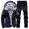Men's Fleece-Lined Autumn/Winter Sportswear Set: Cotton Coat & Baseball Uniform for Teens