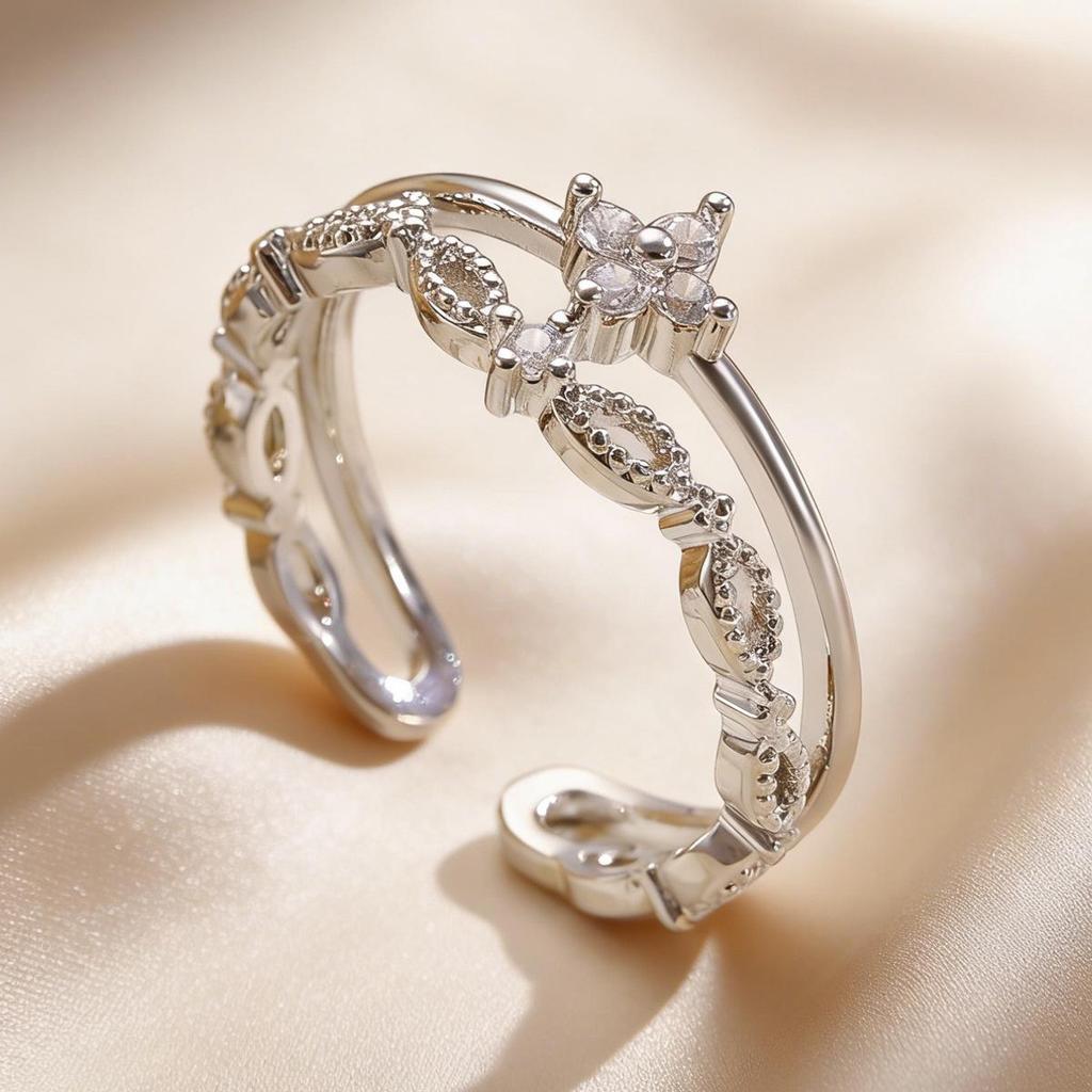 Doppelkreuz Mehrschichtiger Offener Ring: Europäisches & Amerikanisches Nischendesign für Frauen - Luxuriöse High-End-Accessoires