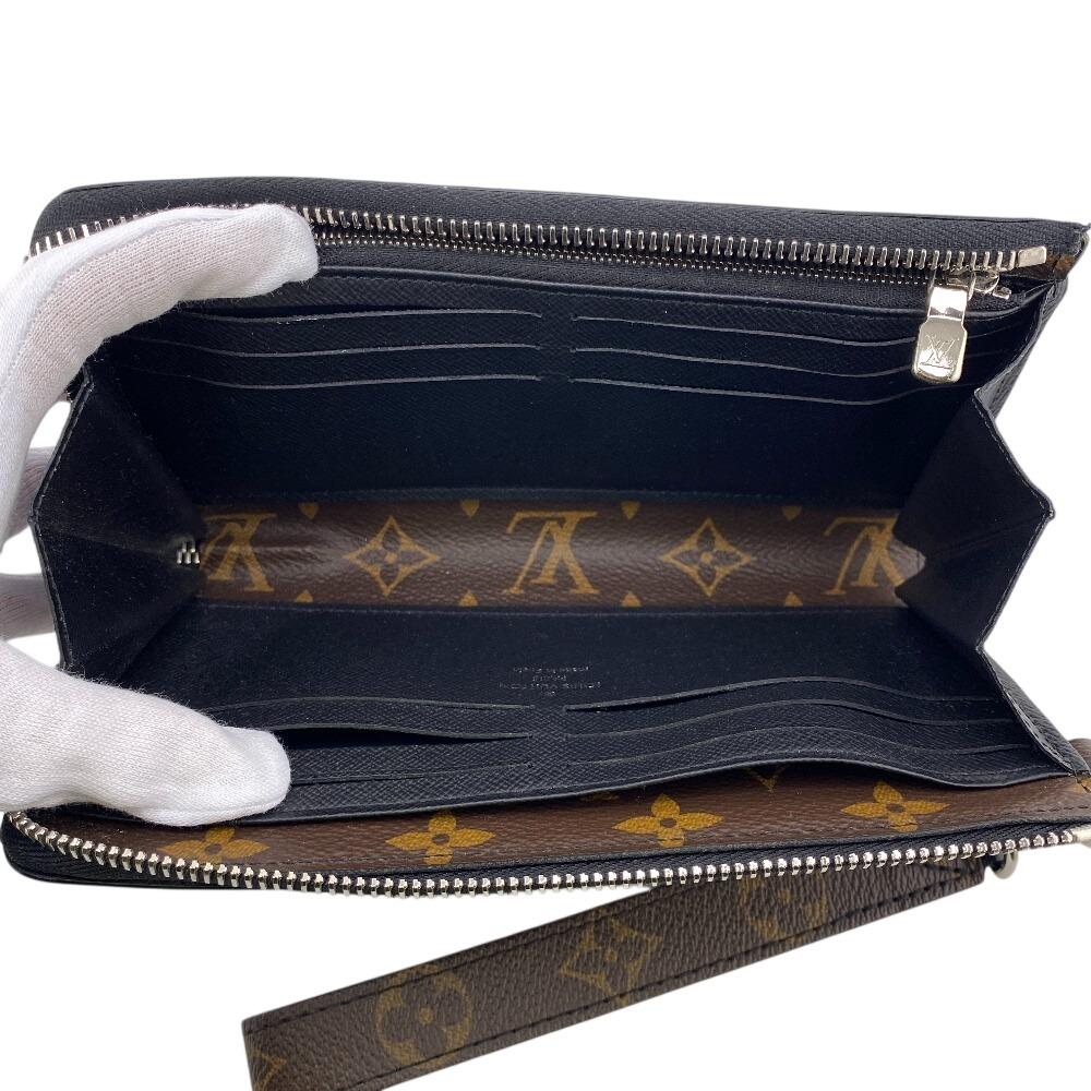 LOUIS VUITTON M69407 L-shaped zipper with strap Monogram macacer leather Zippy Dragonne Purse Brown leather mens Used