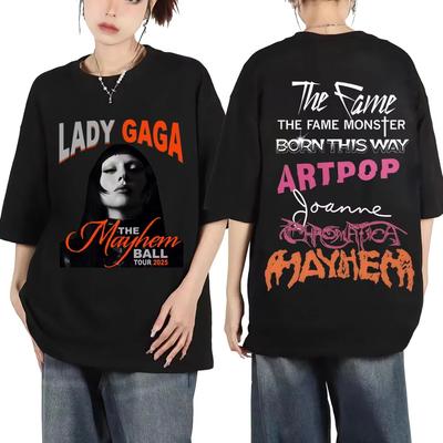 New Lady Gaga Mayhem Album Merch T-shirt Harajuku Pop Music Short Sleeve T-shirts Men's Women Clothing Fashion T Shirt