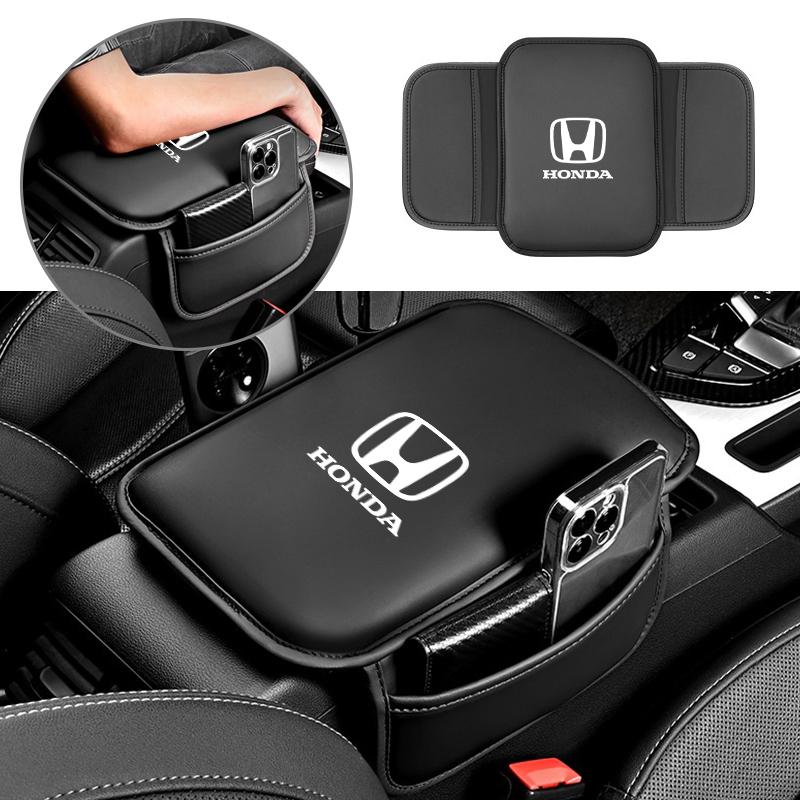 EKSBU1 Leather Car Armrest Box Pad Memory Center Console Arm Rest Protector Cover with Storage Pocket Cushion For Honda Civic Fit CR-V
