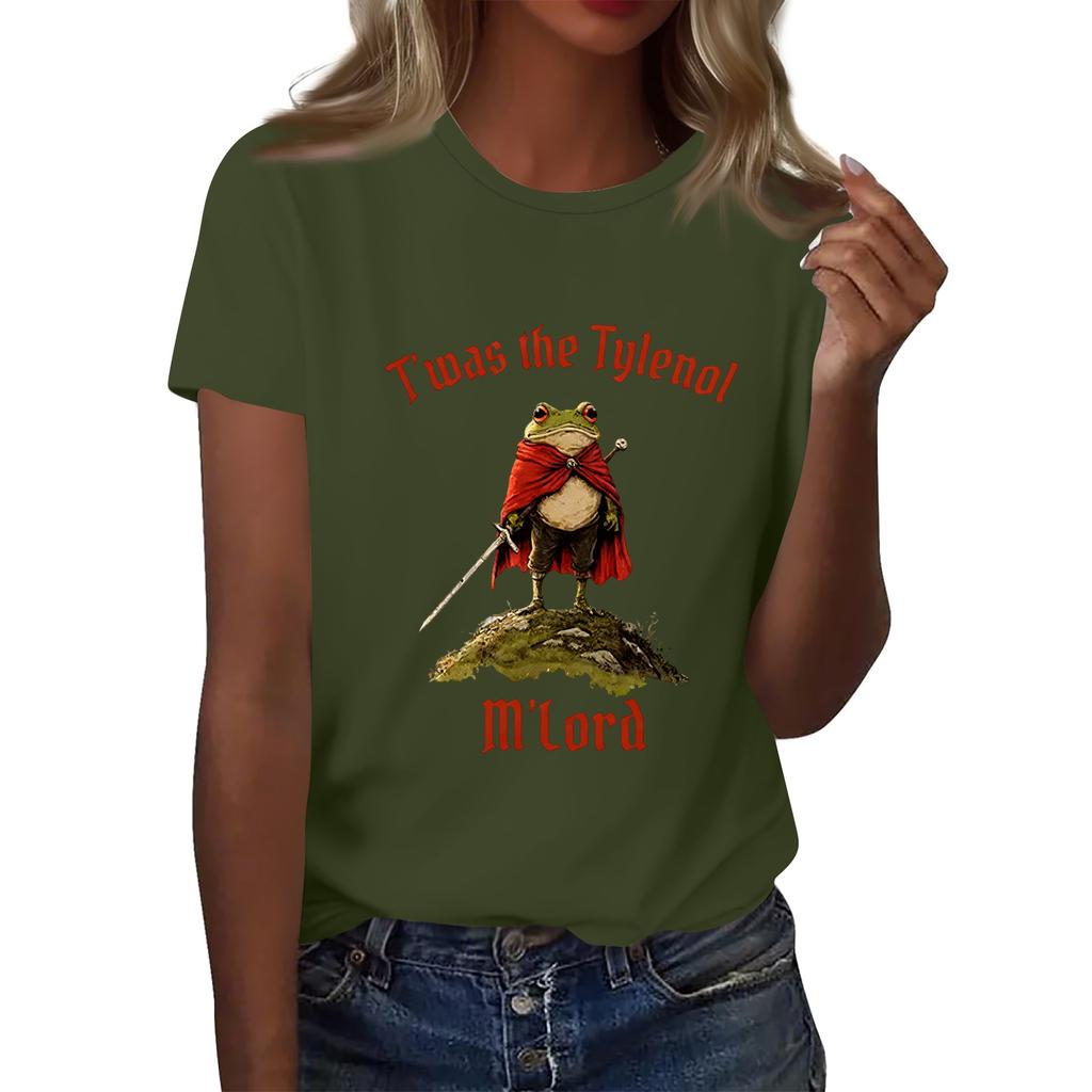 Women's Printed Round Neck Short Sleeve Top