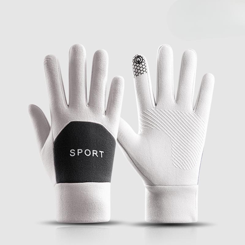 Self-heating Touch Screen for Warmth In Autumn and Winter Fleece Outdoor Cycling Cold Resistant and Windproof Gloves for Autumn and Winter