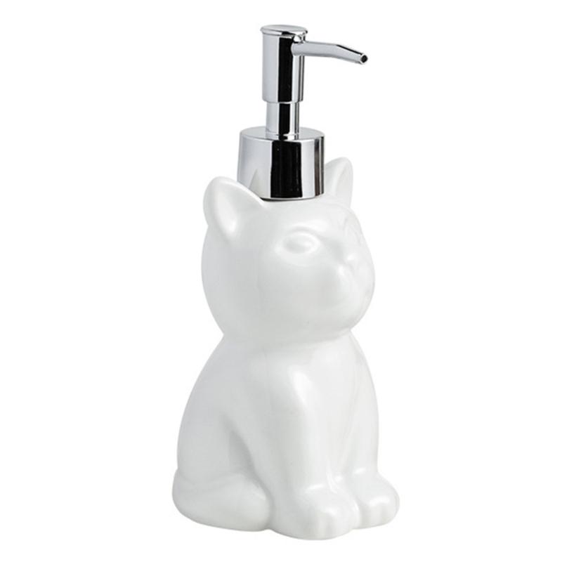 Elegante Keramik-Spenderflasche für Lotion, Handseife und Desinfektionsmittel, nachfüllbarer Behälter mit Katzenmotiv, Haushaltshelfer