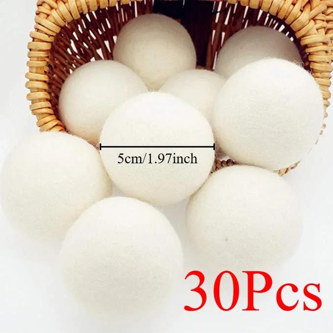 30-Pack Wool Dryer Balls Handmade Drying Balls Dryer Reusable Natural Fabric Softener Reduce Wrinkles and Decrease Drying Time