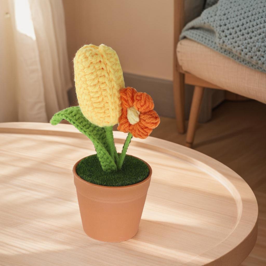 Decorative Wool Flowers Pot for Creating a Cozy Indoor Environment