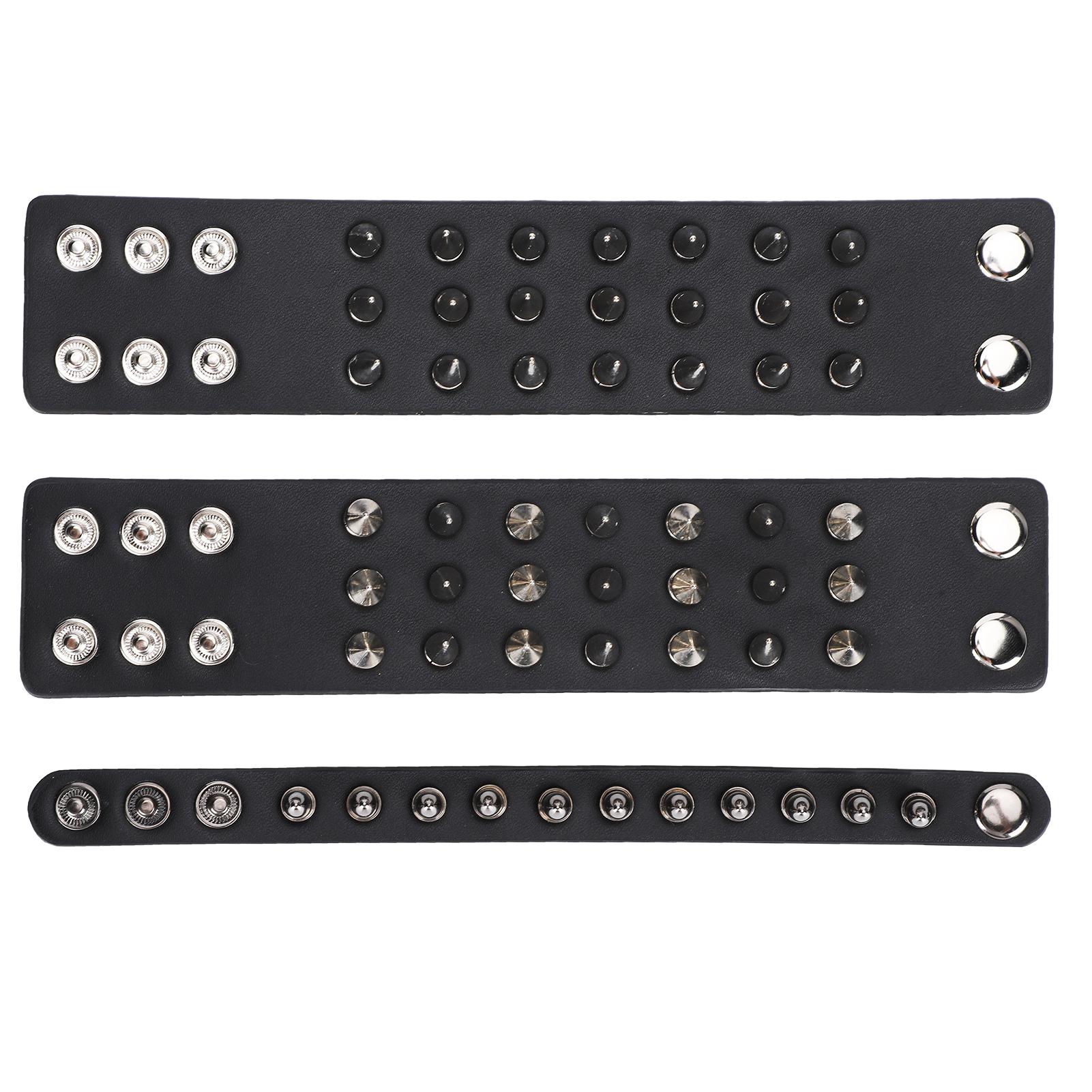 

3 шт. браслет в стиле панк с заклепками и заклепками, персонализированный браслет-манжета, ретро-металлический браслет