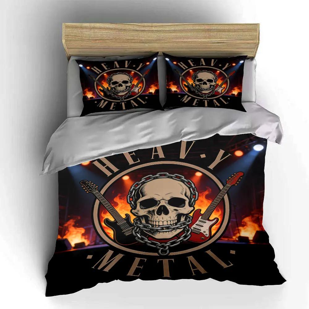 Heavy Metal Guitar Decor Set Soft Comfortable Duvet Cover Bedding Set Included 1*Duvet Cover & 2*Pillowcases gift