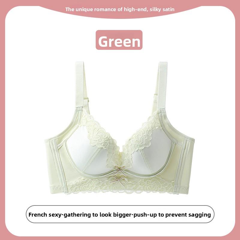 Women Sweet Lace Small Breasts Gather Flat Breasts Show Large No Trace of The Pair of Breast Anti-drooping Underwear