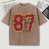 The Red Number 87 Pattern Washed Male Tee Shirt Loose Soft T-Shirt Comfortable Cotton Short Sleeve Unisex Crewneck Streetwear