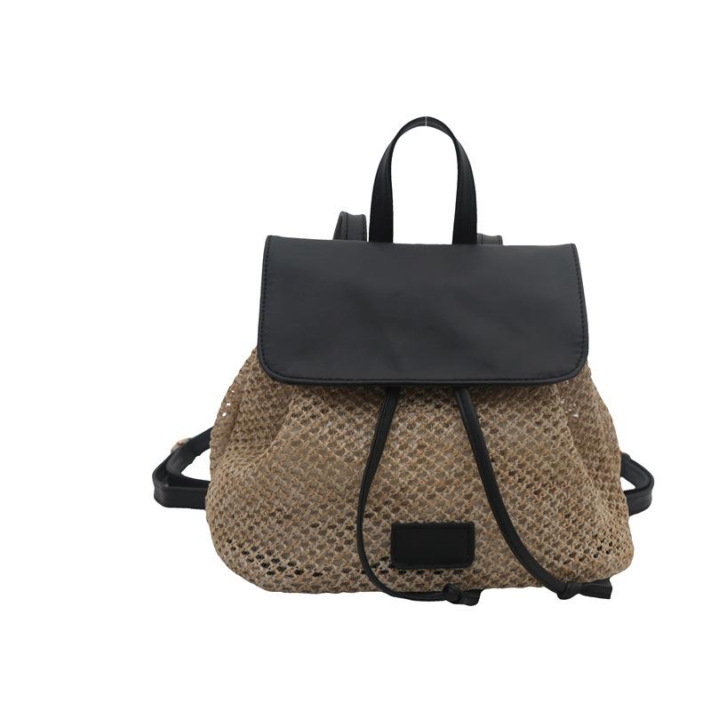 Niche Design Straw Woven Backpack Bag Women's 2025 New Summer Fashion Travel Bag Woven Small Backpack