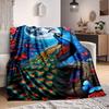 1pc Peacock Feather Blanket Lightweight Flannel Blanket Throw Blanket For Sofa, Bed, Travel, Camping, Livingroom, Couch, Chair, And Bed Yy2509026158