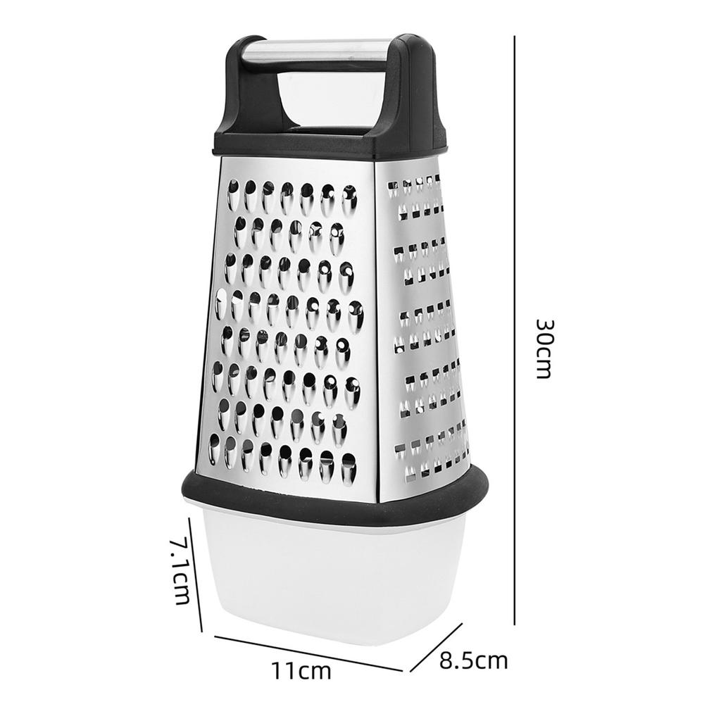 4 Sides Box Grater Cheese Grater with Container, Stainless Steel Multipurpose Handheld Slicer for Vegetable Cutter Kitchen Parts