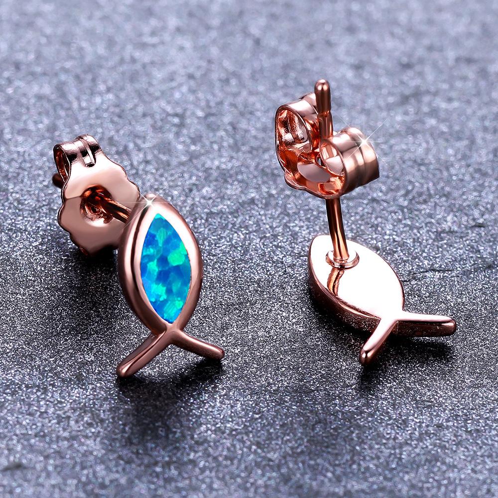 Wish Japanese opal small fish shape stud earrings European and American simple temperament personalized earrings