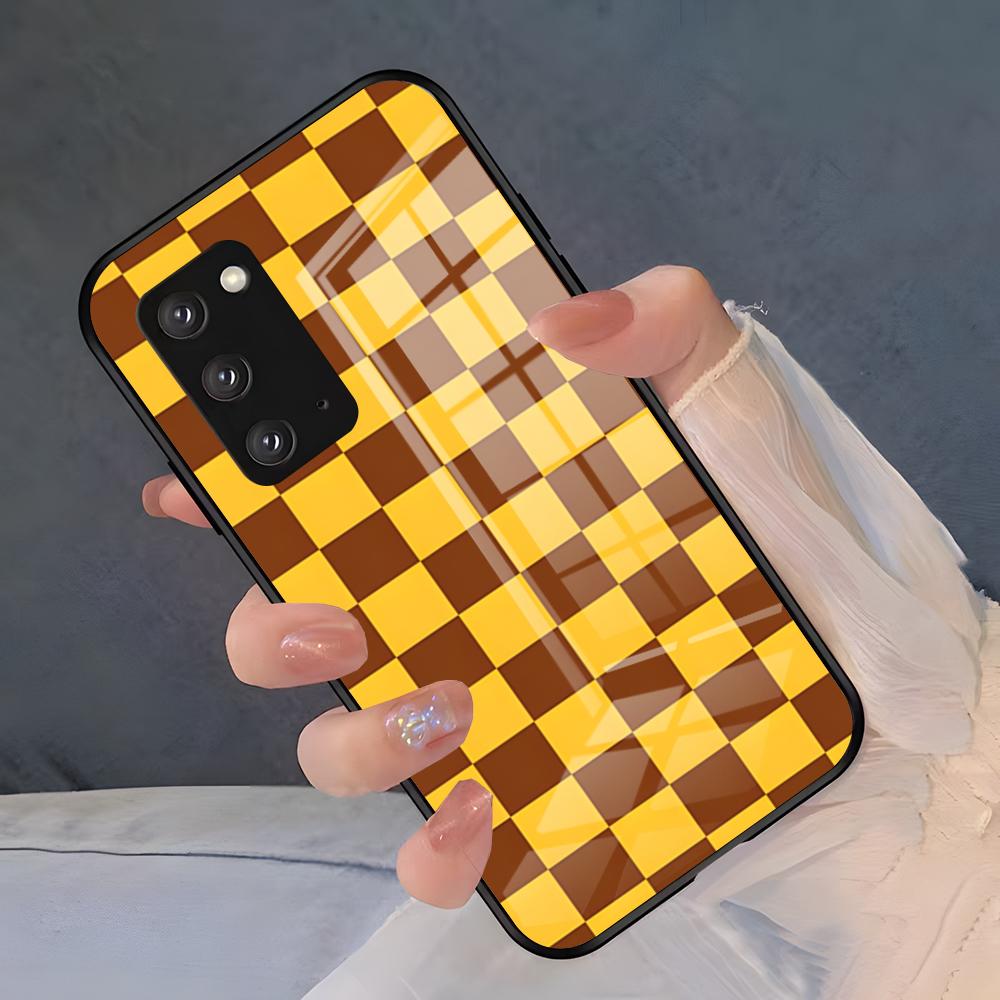 C-förmiges Schachbrettmuster – Stoßfeste Glasabdeckung für Samsung A25, A13, A33 5G, A54, A36, A35, A56, A52, A14