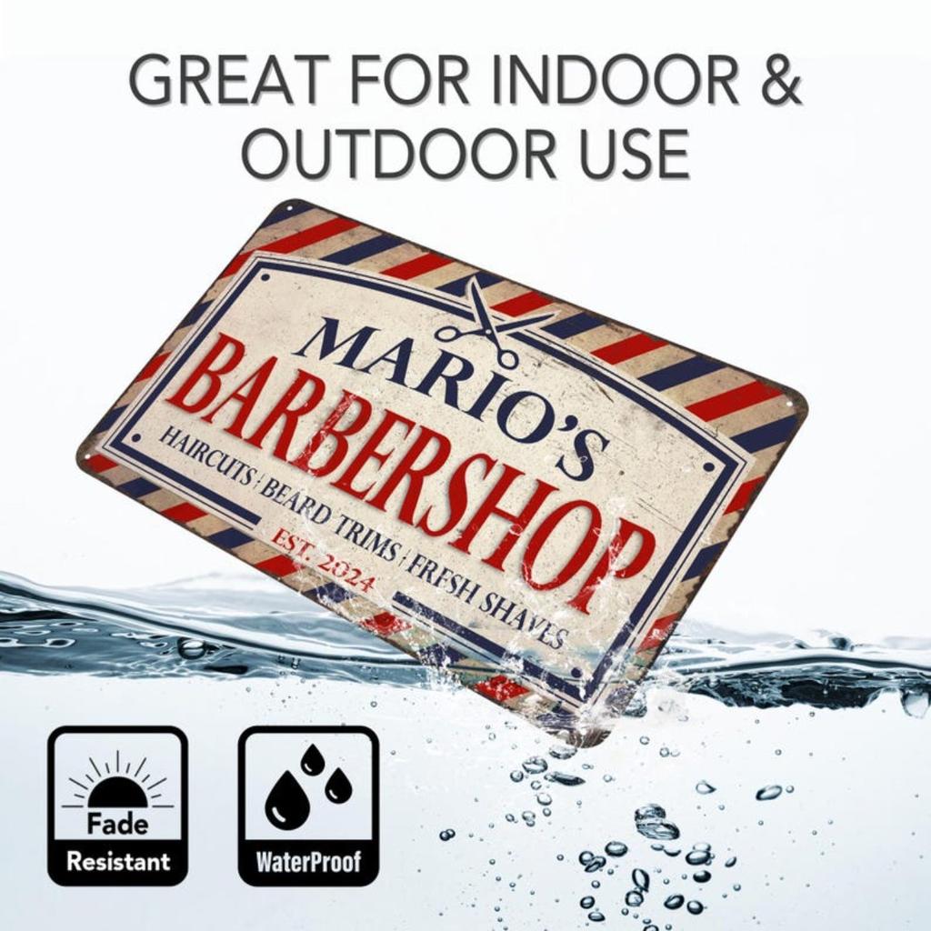 Personalized Barber Shop Metal Sign Wall Decor Custom Tin Plate Art