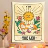 The Leo Tarot Tapestry Wall Hanging Wall Hanging Cute Cat Sun And Moon Psychedelic Constellation Witchcraft Hippie Home Decor