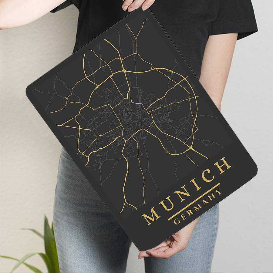 

Munich Germany City Map Metal Wall Art Vintage Home Decor Living Room Study Modern Minimalist Hanging Decoration 20x30cm（7.8x11.8inch）