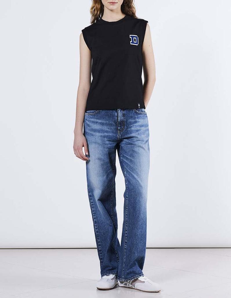 Double Standard Clothing D Logo Block Sleeveless Black Top, 0208-000-252, Women's,