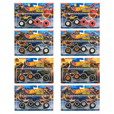 Hot Wheels Monster Truck Różne Pojazdy Mini Samochodziki 2 Sztuki na Wiek 164 Zestaw 2 Sztuk Zabawki, (Zestaw 8, Opakowanie), W pudełku, 3+, Wielofunkcyjny, 986T-FYJ64