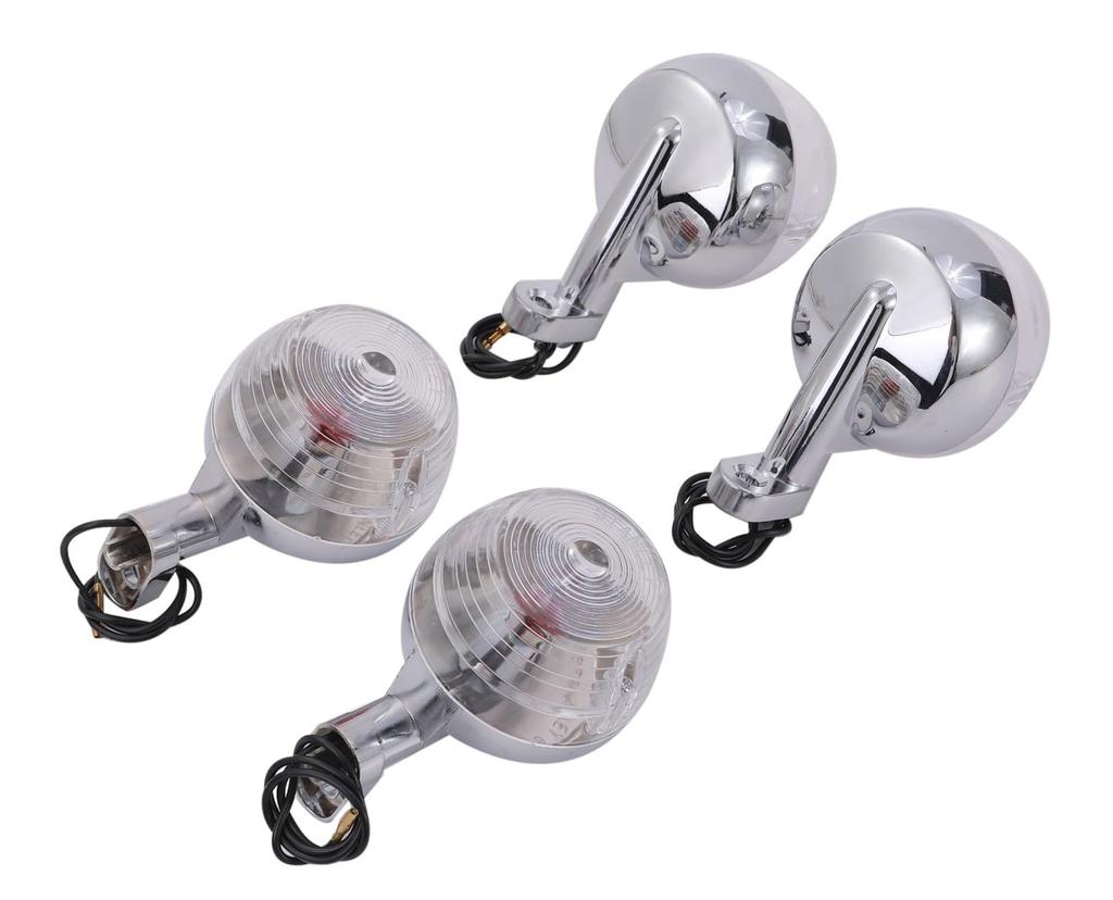 Motorcycle Turn Signals Set of 4, Metal Trim Demekin, Flat, 2 Types, Ducks Sharie