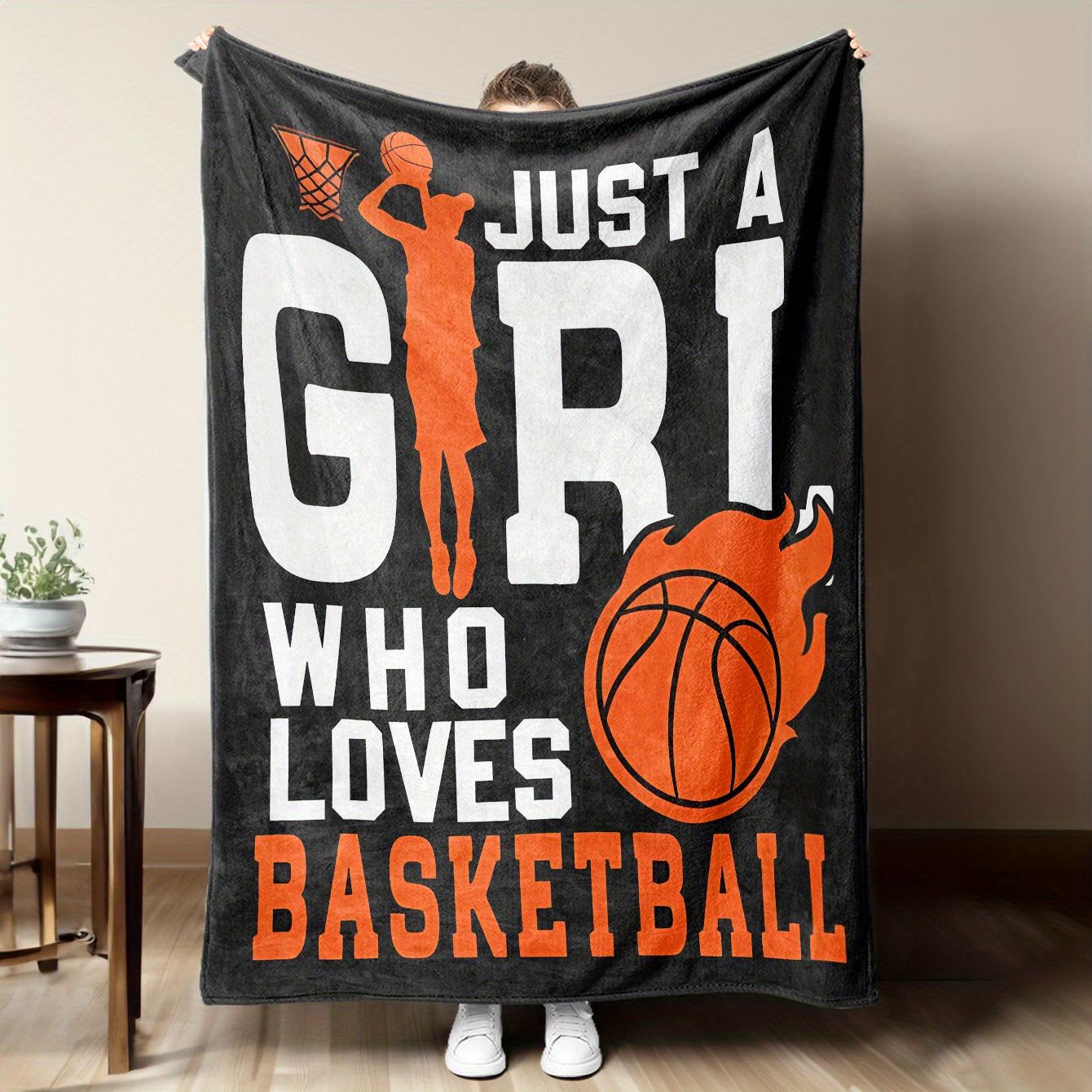 

Lady basketball-themed pattern Flannel printed blanket suitable for all seasons suitable for living room office sofa and travel 75x90cm