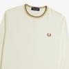Fred Perry Long Sleeve Twin Tip T shirT Ecru Honeycomb Marmalade Afpm2439602 X01