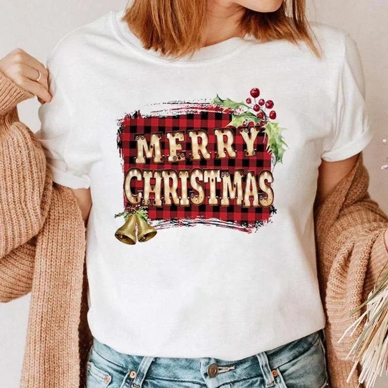 1PC Christmas Snowman Tshirt New Year Christmas Tree Tshirt 2025 Printed Tshirt Womens Shirt Clothing Tshirt