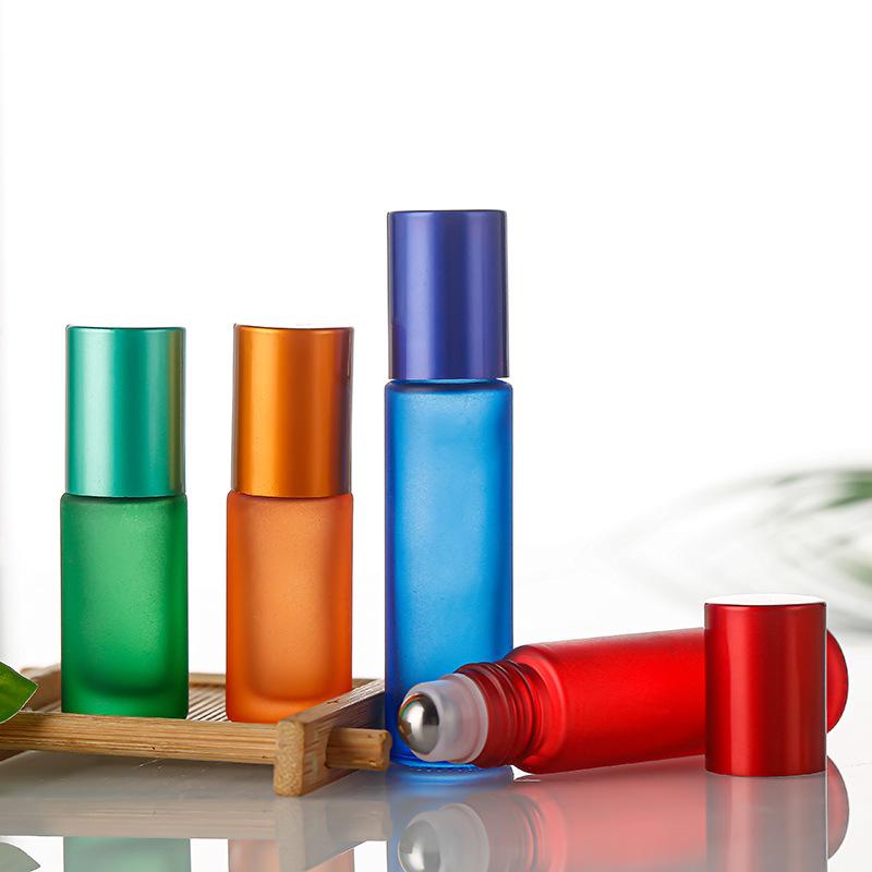 Frosted Light-Proof Colored Roll-On Essential Oil Cosmetic Sample Bottle