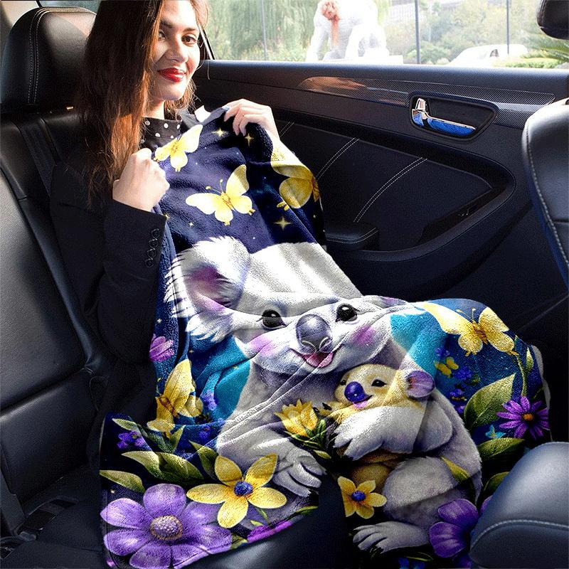 1pc Koala Printing Lightweight Flannel Blanket, Comfortable and Warm Blanket,  Sofa Bed and Couch Office, Suitable for Gift Blankets