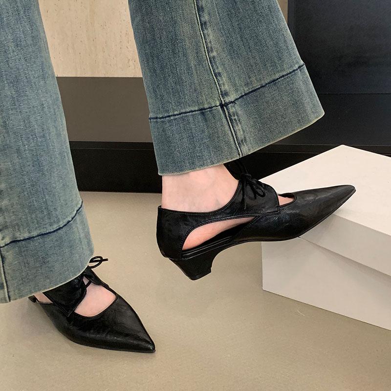Fashion 2025 New Fashion Shallow Women Low Heel Shoes Luxury Female Pointed Toe Footwear Butterfly-Knot Ladies Heeled Shoes Pumps