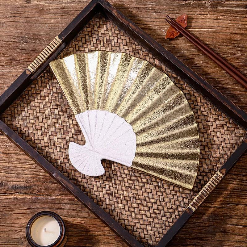 Electroplated Sushi Ceramic Tableware Premium Hotel Restaurant Plate Commercial Plate Salad  Japanese Sashimi Plate