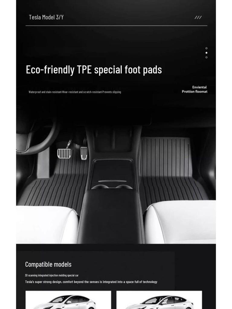 New Tesla Model 3Y Full Coverage TPE Floor Mats for Car Modification