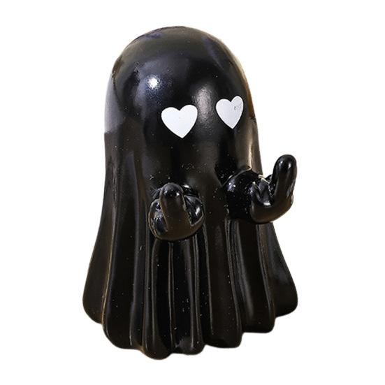 Ghost Phone Holder Cute Small Middle Finger Ghost Figurine Phone Stand Halloween Tabletop Pen Holder for Home Office Desktop Decoration